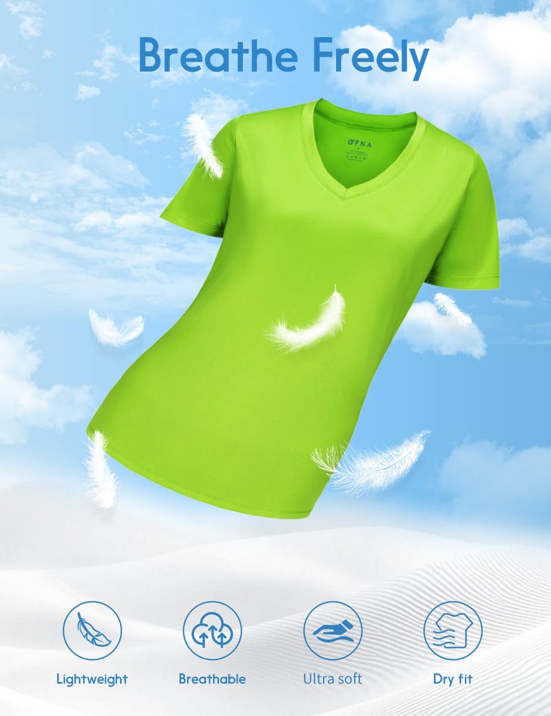 Opna Women's Short Sleeve Moisture Wicking Athletic Shirts Lime Shock - Image 4